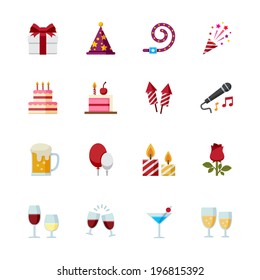 Party Icons and Celebration Icons : Flat Icon Set for Web and Mobile Application