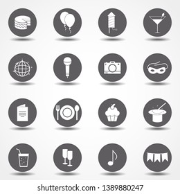 Party Icons and Celebration Icons with White Background