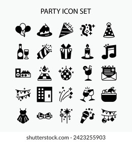 Party icons collection. Festive, celebration icons set. vector illustration