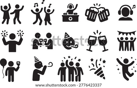 Party Icons Collection – People Having Fun Vector Illustration Set