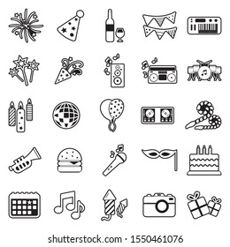 Party Icons. Line With Fill Design. Vector Illustration.