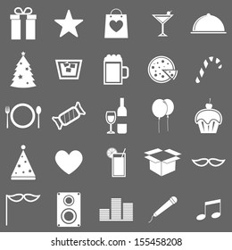 Party icons on gray background, stock vector