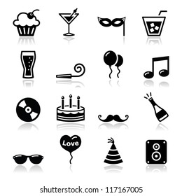 Party icons set - birthday, New Year's, Christmas