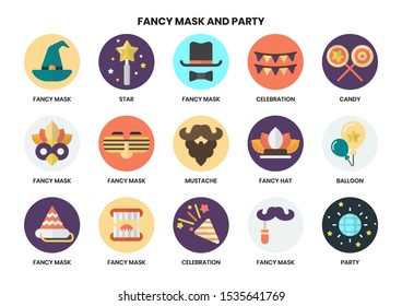 Party icons set for business, marketing, management