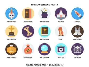 Party icons set for business, marketing, management