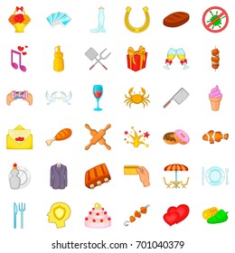Party icons set. Cartoon style of 36 party vector icons for web isolated on white background