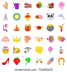 Party icons set. Cartoon style of 36 party vector icons for web isolated on white background