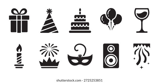 Symbole für Feste, Feste, Feste, Feiertage, Geburtstagsdekoration, Karnevalsschilder