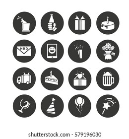 party icons set in circle button style