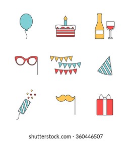 Party icons set. Vector illustration