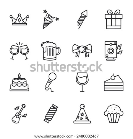 party icons set vector illustration