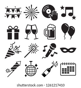 Party icons set. Vector illustrations.