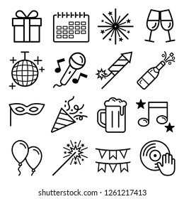 Party icons set. Vector illustrations.