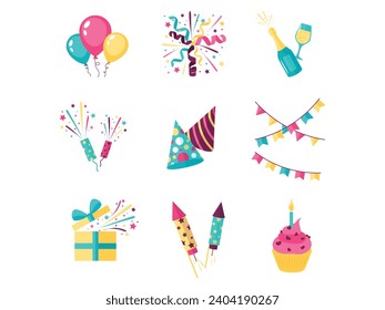 Party icons set vector PNG FREE