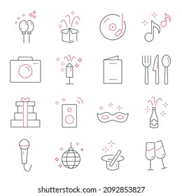 Party icons set.Party pack symbol vector elements for infographic web