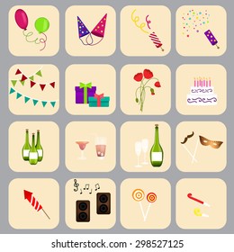 Party Icons. Vector illustration.