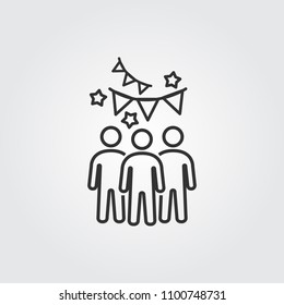 Party Icons Vector Line , People Work Group Team