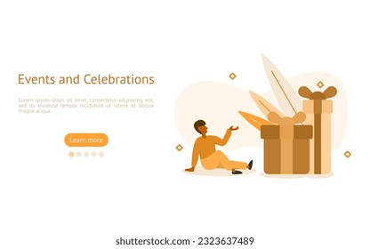 party illustration set. characters are having a feast with gifts in party. celebration party activity concept. vector illustration.