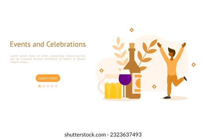 conjunto de ilustraciones de partido. los personajes están celebrando una fiesta con bebidas. concepto de celebración de fiesta. ilustración vectorial.