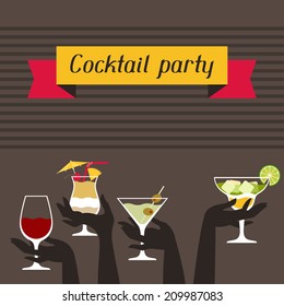 Party invitation with alcohol drinks and cocktails.