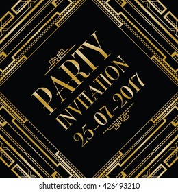 party invitation art deco background