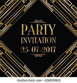party invitation art deco background
