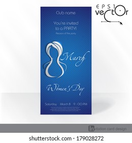 Party Invitation Card Design, Template. Happy Women's Day, March 8. Vector Illustration. Eps 10.