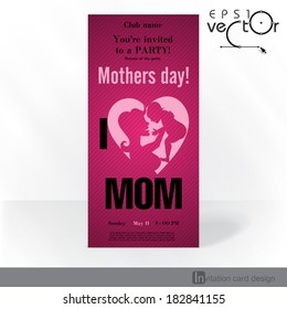 Party Invitation Card Design, Template. Happy Mothers Day. Vector Illustration. Eps 10.