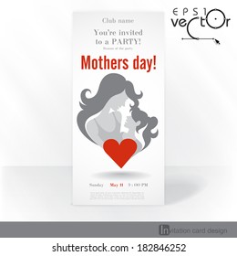 Party Invitation Card Design, Template. Happy Mothers Day. Vector Illustration. Eps 10.