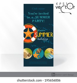 Party Invitation Card Design, Template. Vector Illustration. Eps 10
