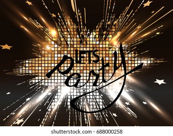 Party invitation card with disco splash. Vector illustration