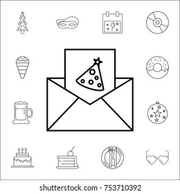 Party invitation card icon. Set of party icons. Signs, outline symbols collection, simple thin line icons for websites, web design, mobile app, info graphics on white background