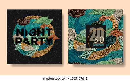Party invitation card template. Abstract geometric design