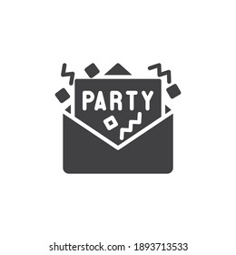 Party invitation card vector icon. filled flat sign for mobile concept and web design. Party greeting card glyph icon. Symbol, logo illustration. Vector graphics