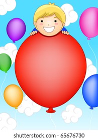 Party Invitation Featuring a Little Kid Surrounded by Balloons