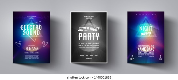 Party invitation. Flyer or poster template layout for musical night party.Modern abstract background.Banner or brochure design for night disco club,dance concert,entertainment,show.Vector illustration