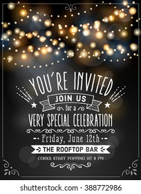 Party Invitation with glowing party lights and suggested text