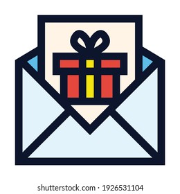 Party Invitation Letter. Simple Vector Color Icon.
