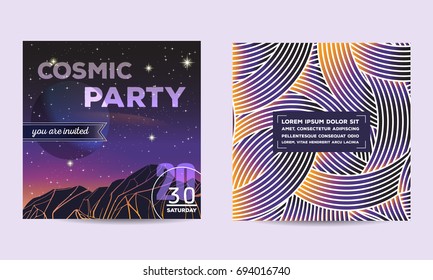 Party invitation poster. Flyer template design with geometric background.