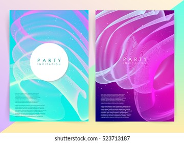 Party invitation template. Abstract Lines on bright background. abstract intertwined colorful lines. Background for Party Posters Covers Presentations Brochures. Vector Illustration