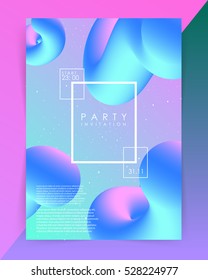Party invitation template. Abstract volume blended shapes.Background for Party Posters Covers Presentations Brochures. Vector Illustration.