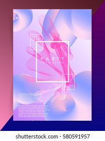 Party invitation template. Abstract volume blended shapes.Background for Party Posters Covers Presentations Brochures. Vector Illustration.