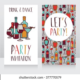 Party invitation template, can be used as birthday party invitation, vector illustration