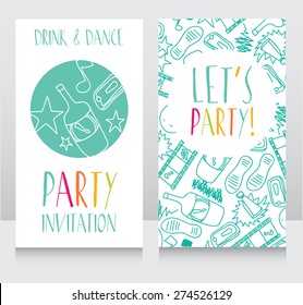 Party invitation template, disco style, can be used as birthday party invitation, vector illustration