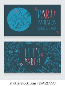 Party invitation template, disco style, can be used as birthday party invitation, vector illustration