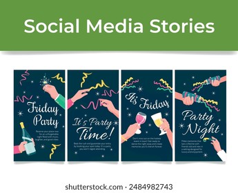 Party invitation template. Flyer design indicating the place and time of the festive event. Birthday or New Year celebration concept