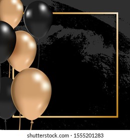 Party Invitation Template Gold Black Balloons Stock Vector (Royalty ...