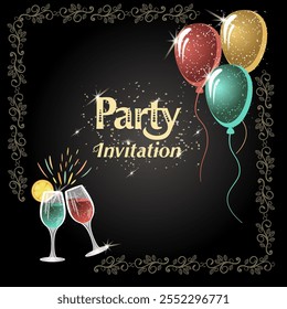 party invitation template on black background