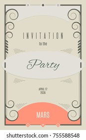 Party invitation template in pastel colors. Leaflet design