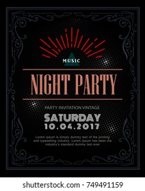 Party invitation vintage design background poster vector